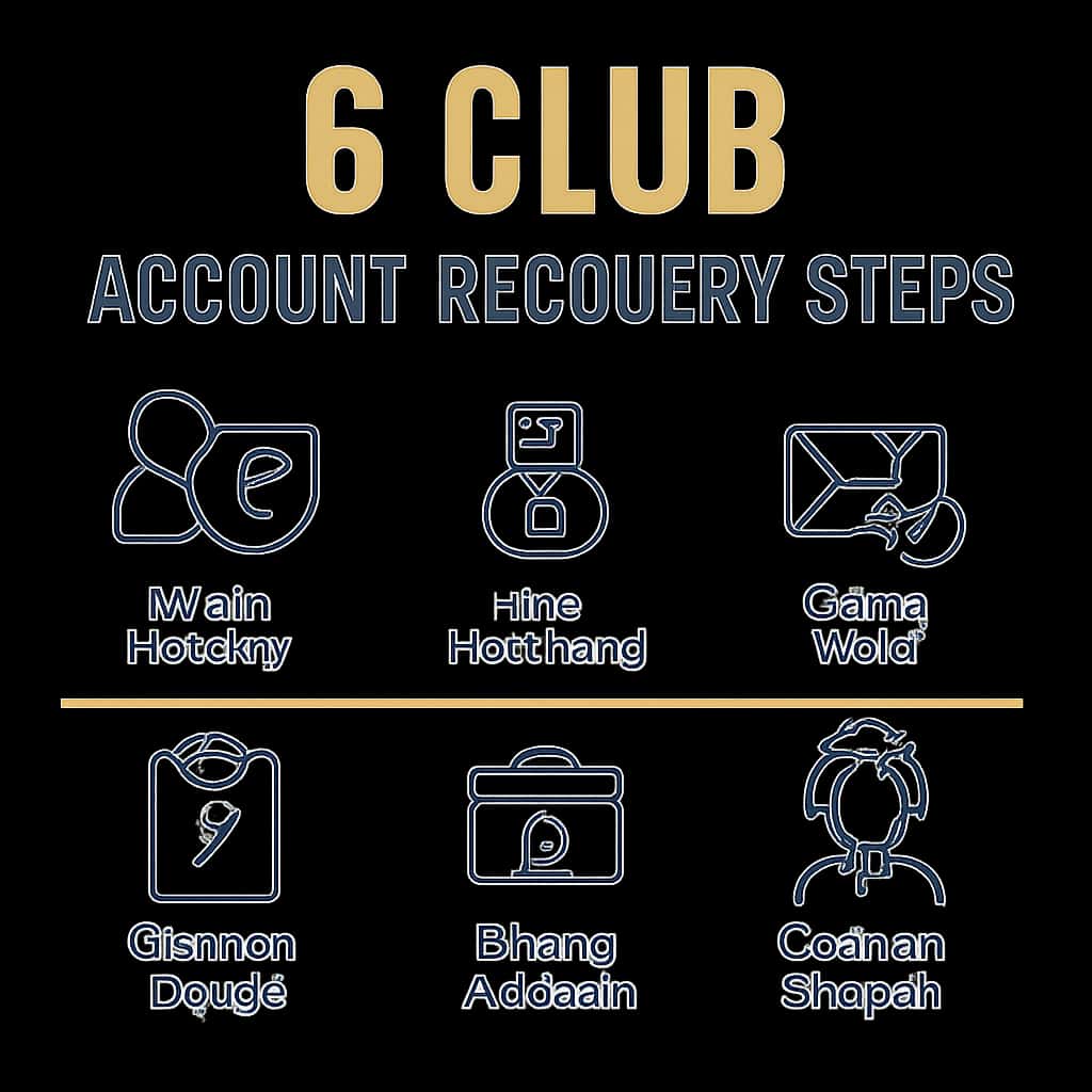 Diagram illustrating the steps for 6 Club Account Recovery.