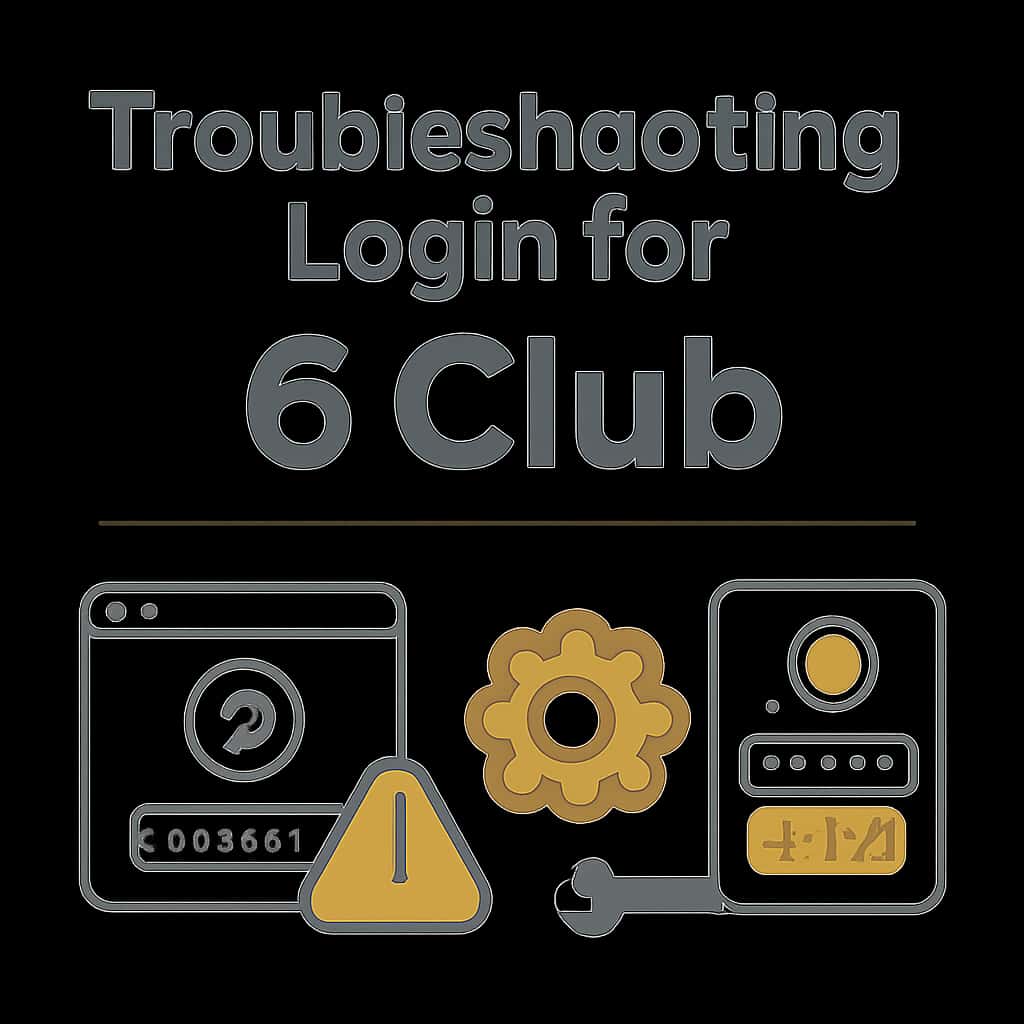 An instructional diagram on resolving login issues for 6 Club.