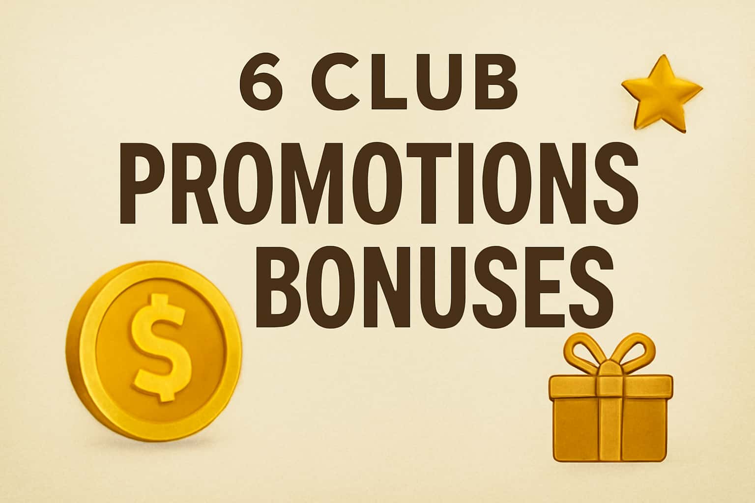 An informational scene depicting the concept of 6 Club Promotions & Bonuses with stylish design.